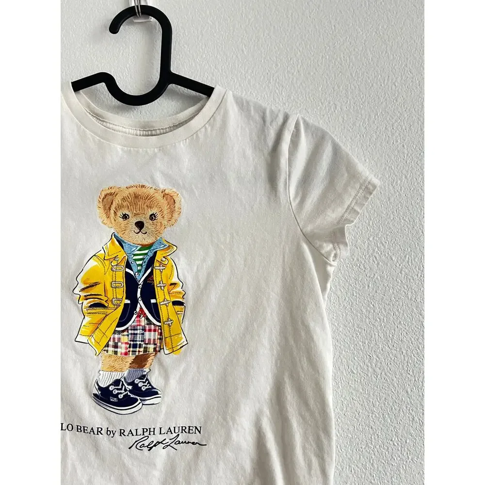 Polo Ralph Lauren Children 100% Cotton Embroidered Polo Bear Graphic T-Shirt M